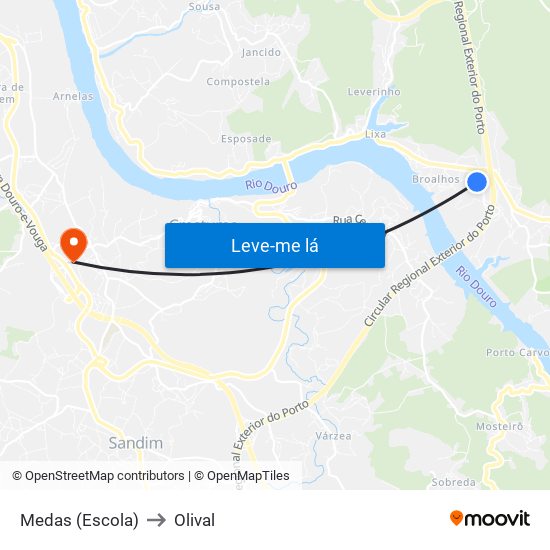 Medas (Escola) to Olival map