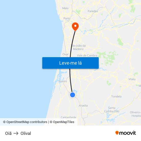 Oiã to Olival map