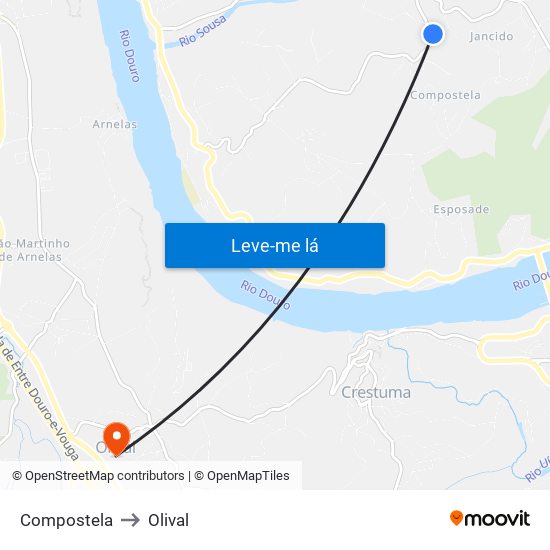 Compostela to Olival map