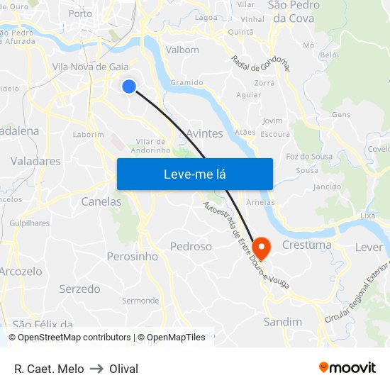 R. Caet. Melo to Olival map