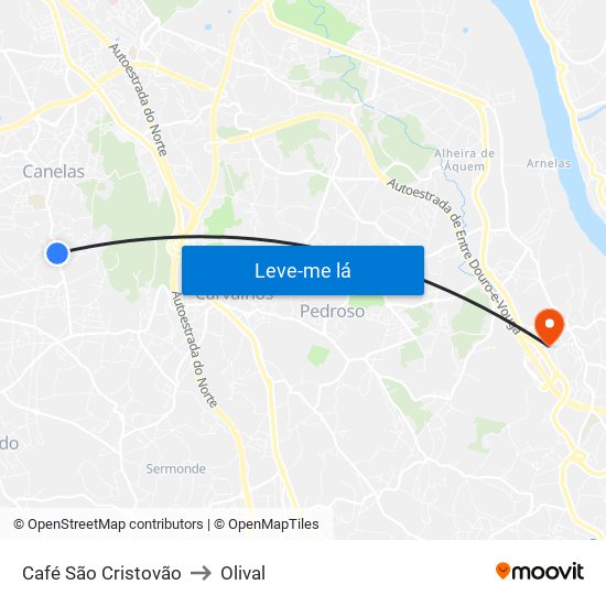 Café São Cristovão to Olival map