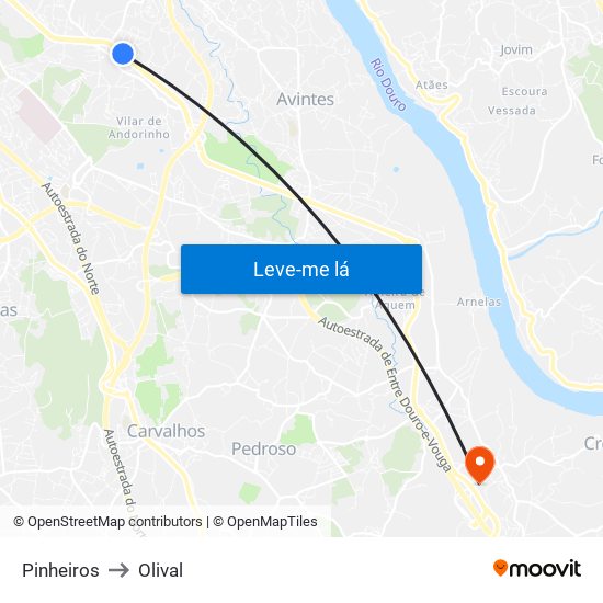 Pinheiros to Olival map