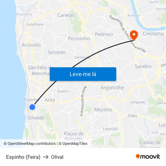 Espinho (Feira) to Olival map