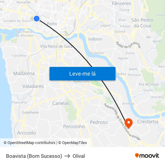 Boavista (Bom Sucesso) to Olival map