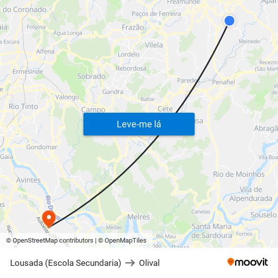 Lousada (Escola Secundaria) to Olival map