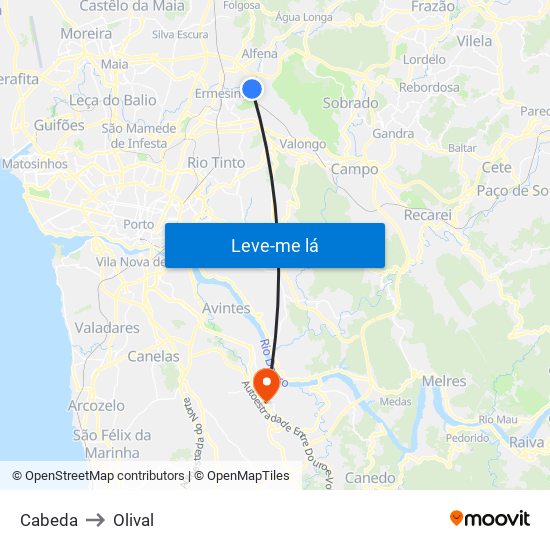 Cabeda to Olival map
