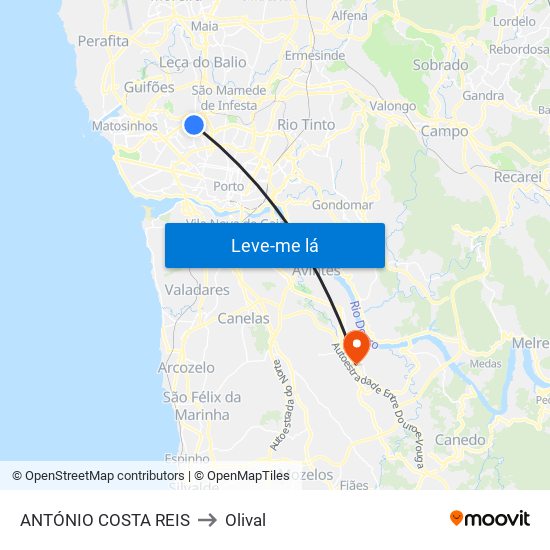 ANTÓNIO COSTA REIS to Olival map