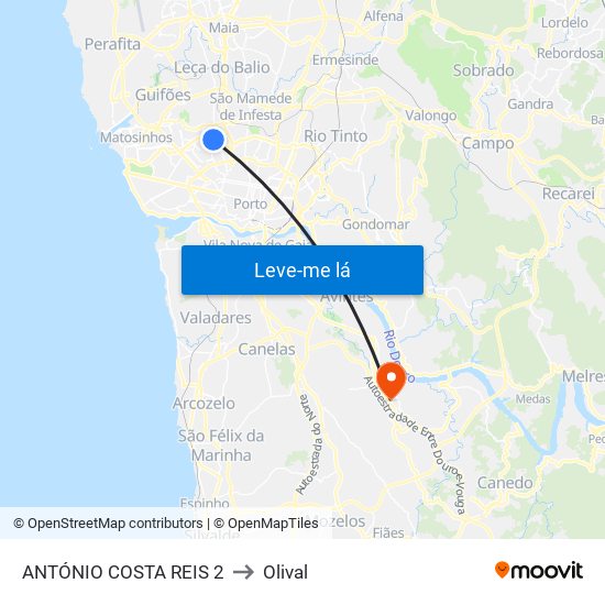 ANTÓNIO COSTA REIS 2 to Olival map
