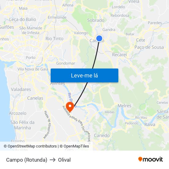 Campo (Rotunda) to Olival map