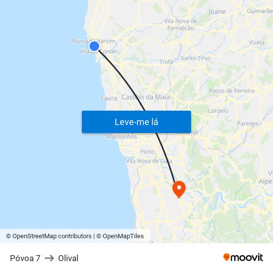 Póvoa 7 to Olival map