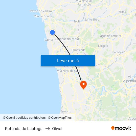 Rotunda da Lactogal to Olival map