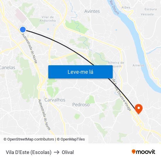 Vila D'Este (Escolas) to Olival map