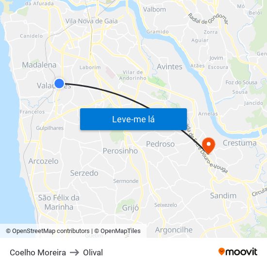 Coelho Moreira to Olival map