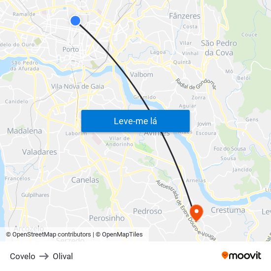 Covelo to Olival map