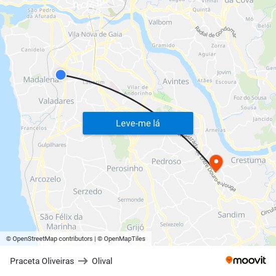 Praceta Oliveiras to Olival map