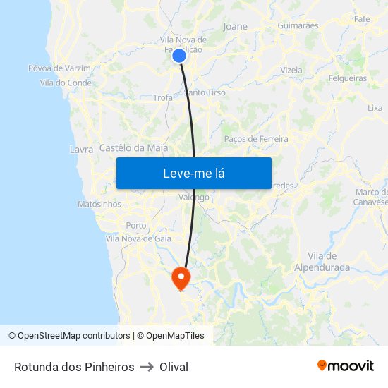 Rotunda dos Pinheiros to Olival map