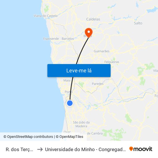 R. dos Terços to Universidade do Minho - Congregados map