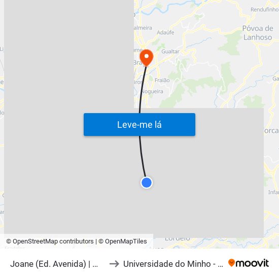 Joane (Ed. Avenida) | Mato da Senra to Universidade do Minho - Congregados map