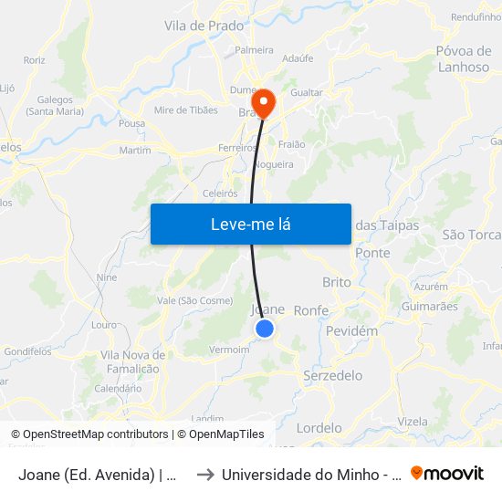 Joane (Ed. Avenida) | Mato da Senra to Universidade do Minho - Congregados map