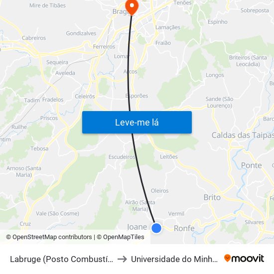 Labruge (Posto Combustível) | Monte do Rio to Universidade do Minho - Congregados map