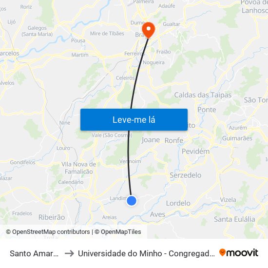 Santo Amaro to Universidade do Minho - Congregados map