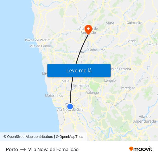 Porto to Vila Nova de Famalicão map