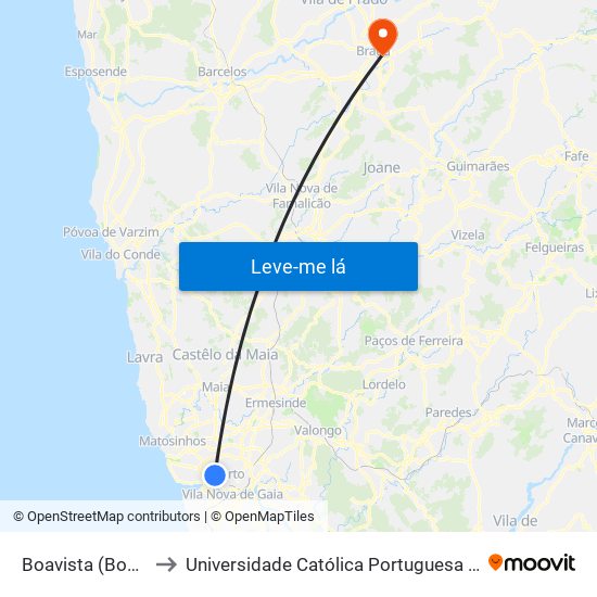 Boavista (Bom Sucesso) to Universidade Católica Portuguesa - Faculdade de Teologia map