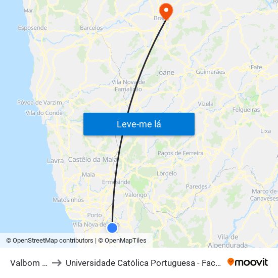 Valbom Igreja to Universidade Católica Portuguesa - Faculdade de Teologia map