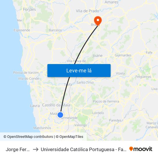 Jorge Ferreirinha to Universidade Católica Portuguesa - Faculdade de Teologia map