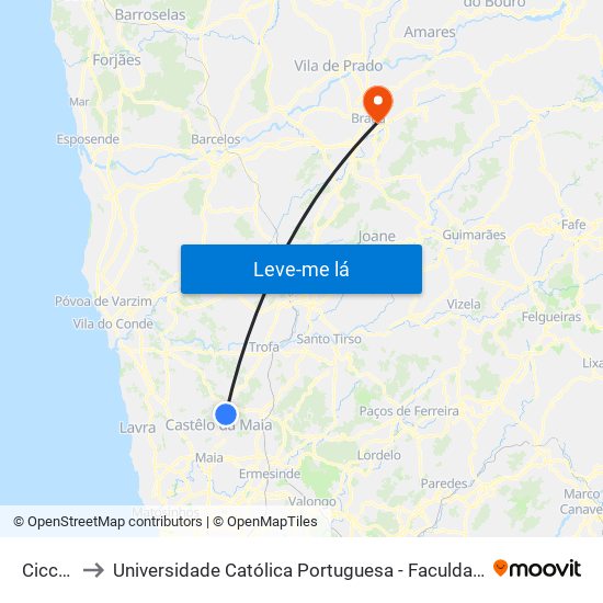 Ciccopn to Universidade Católica Portuguesa - Faculdade de Teologia map