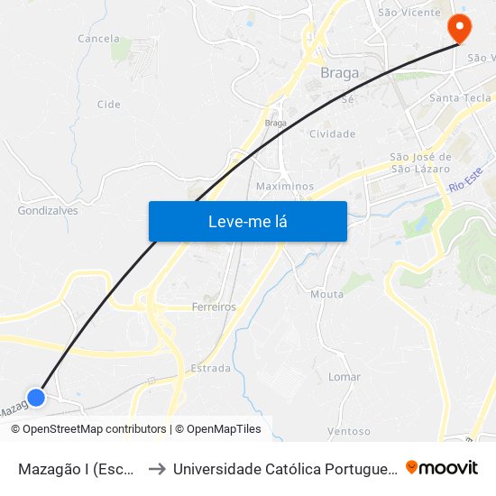 Mazagão I (Escola Profissional) to Universidade Católica Portuguesa - Faculdade de Teologia map