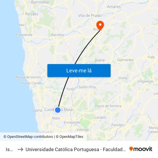 Ismai to Universidade Católica Portuguesa - Faculdade de Teologia map