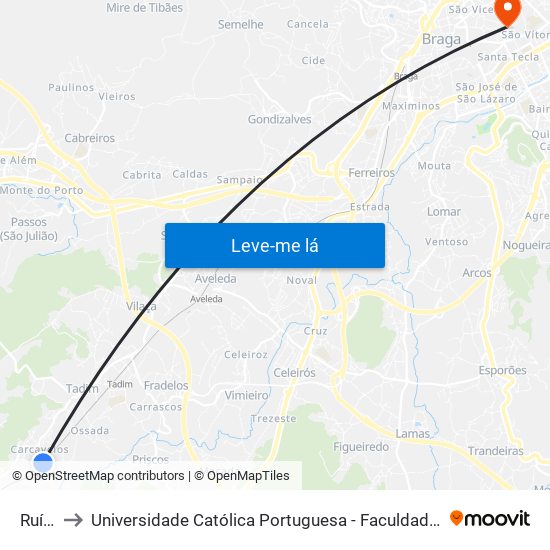 Ruílhe to Universidade Católica Portuguesa - Faculdade de Teologia map