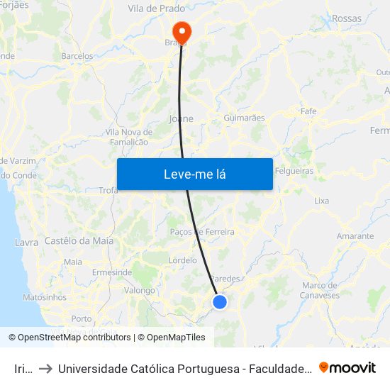 Irivo to Universidade Católica Portuguesa - Faculdade de Teologia map