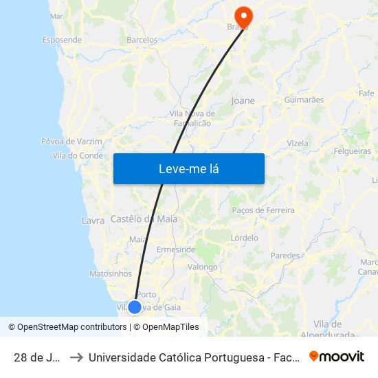 28 de Janeiro to Universidade Católica Portuguesa - Faculdade de Teologia map