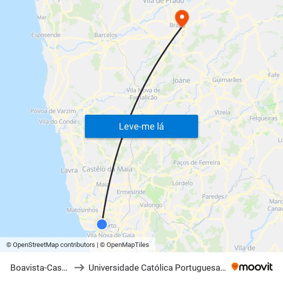 Boavista-Casa da Música to Universidade Católica Portuguesa - Faculdade de Teologia map