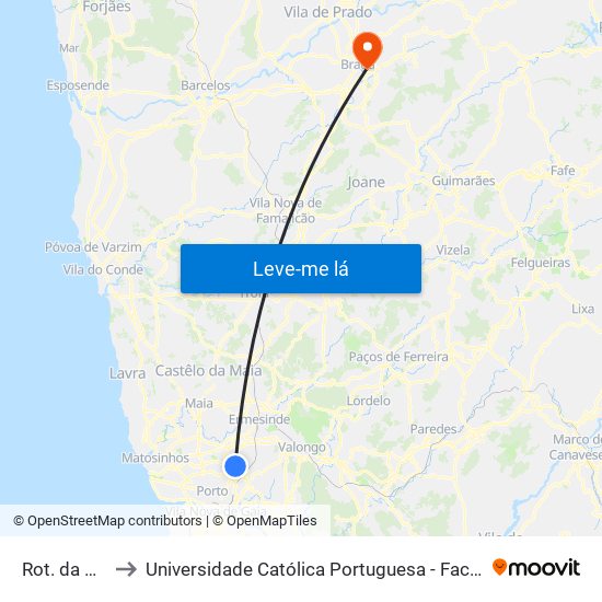Rot. da Areosa to Universidade Católica Portuguesa - Faculdade de Teologia map