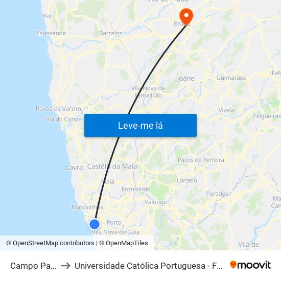 Campo Pasteleira to Universidade Católica Portuguesa - Faculdade de Teologia map