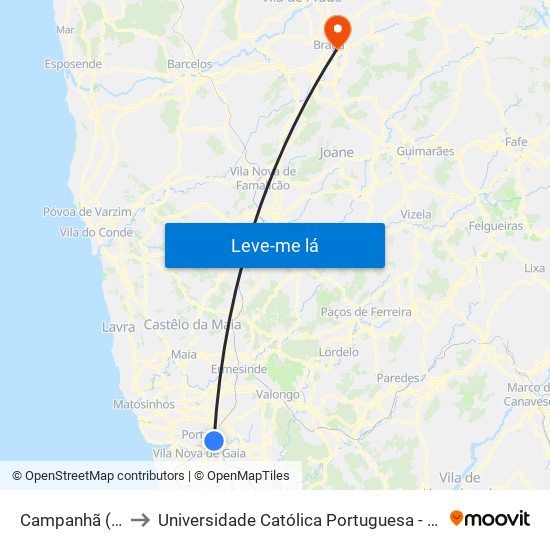 Campanhã (Estação) to Universidade Católica Portuguesa - Faculdade de Teologia map