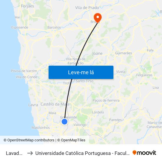 Lavadouros to Universidade Católica Portuguesa - Faculdade de Teologia map