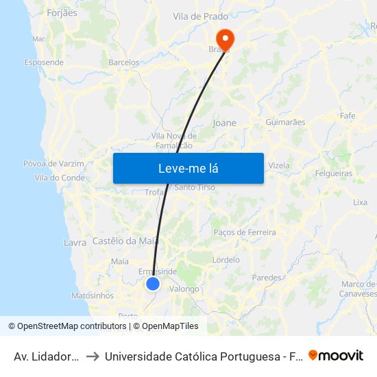 Av. Lidador da Maia to Universidade Católica Portuguesa - Faculdade de Teologia map