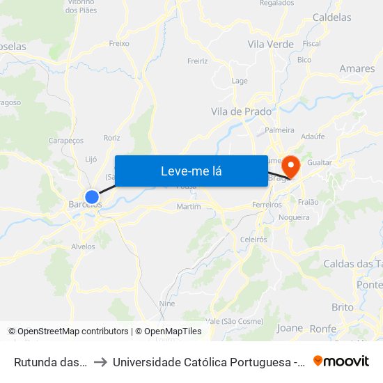 Rutunda das Calçadas to Universidade Católica Portuguesa - Faculdade de Teologia map