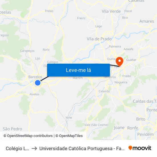 Colégio La Salle to Universidade Católica Portuguesa - Faculdade de Teologia map