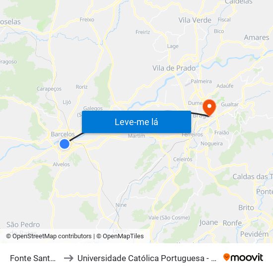 Fonte Santo António to Universidade Católica Portuguesa - Faculdade de Teologia map