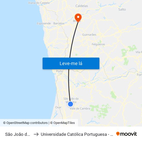 São João da Madeira to Universidade Católica Portuguesa - Faculdade de Teologia map