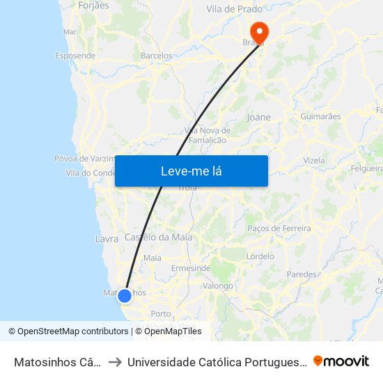 Matosinhos Câmara (Matc1) to Universidade Católica Portuguesa - Faculdade de Teologia map