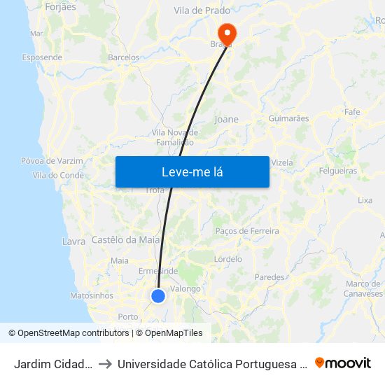 Jardim Cidade Rio Tinto to Universidade Católica Portuguesa - Faculdade de Teologia map