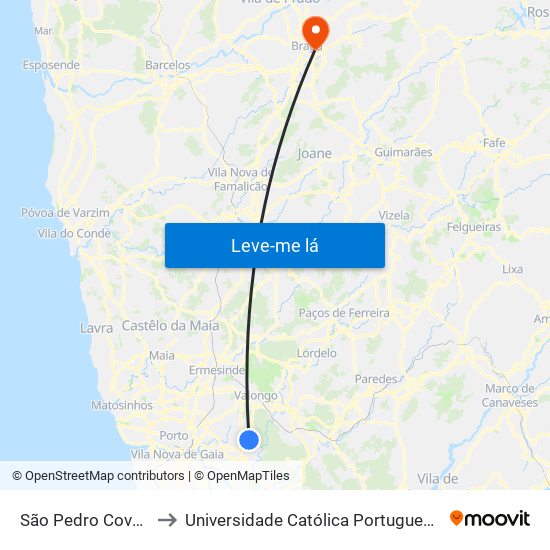 São Pedro Cova (Rio Ferreira) to Universidade Católica Portuguesa - Faculdade de Teologia map