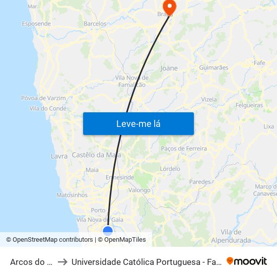 Arcos do Sardão to Universidade Católica Portuguesa - Faculdade de Teologia map