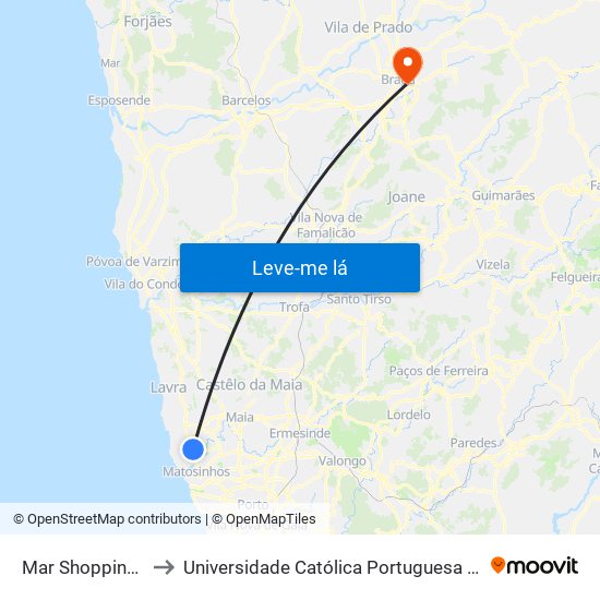 Mar Shopping Nascente to Universidade Católica Portuguesa - Faculdade de Teologia map